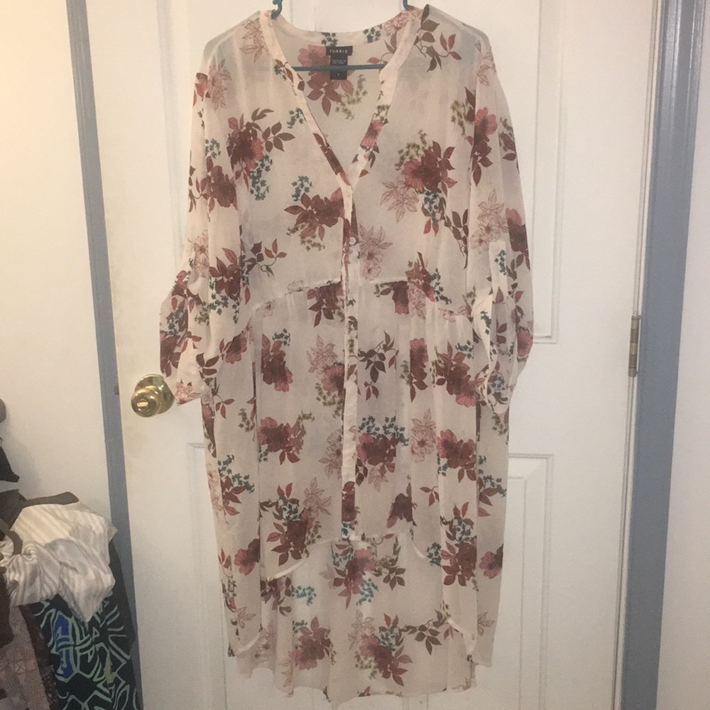 Floral chiffon babydoll tunic